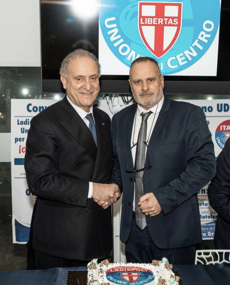 Convegno UDC a Ladispoli in preparazione delle comunali 2027: l'On. Lorenzo Cesa (presidente nazionale) con Luigi Mataloni, coordinatore UDC del territorio.